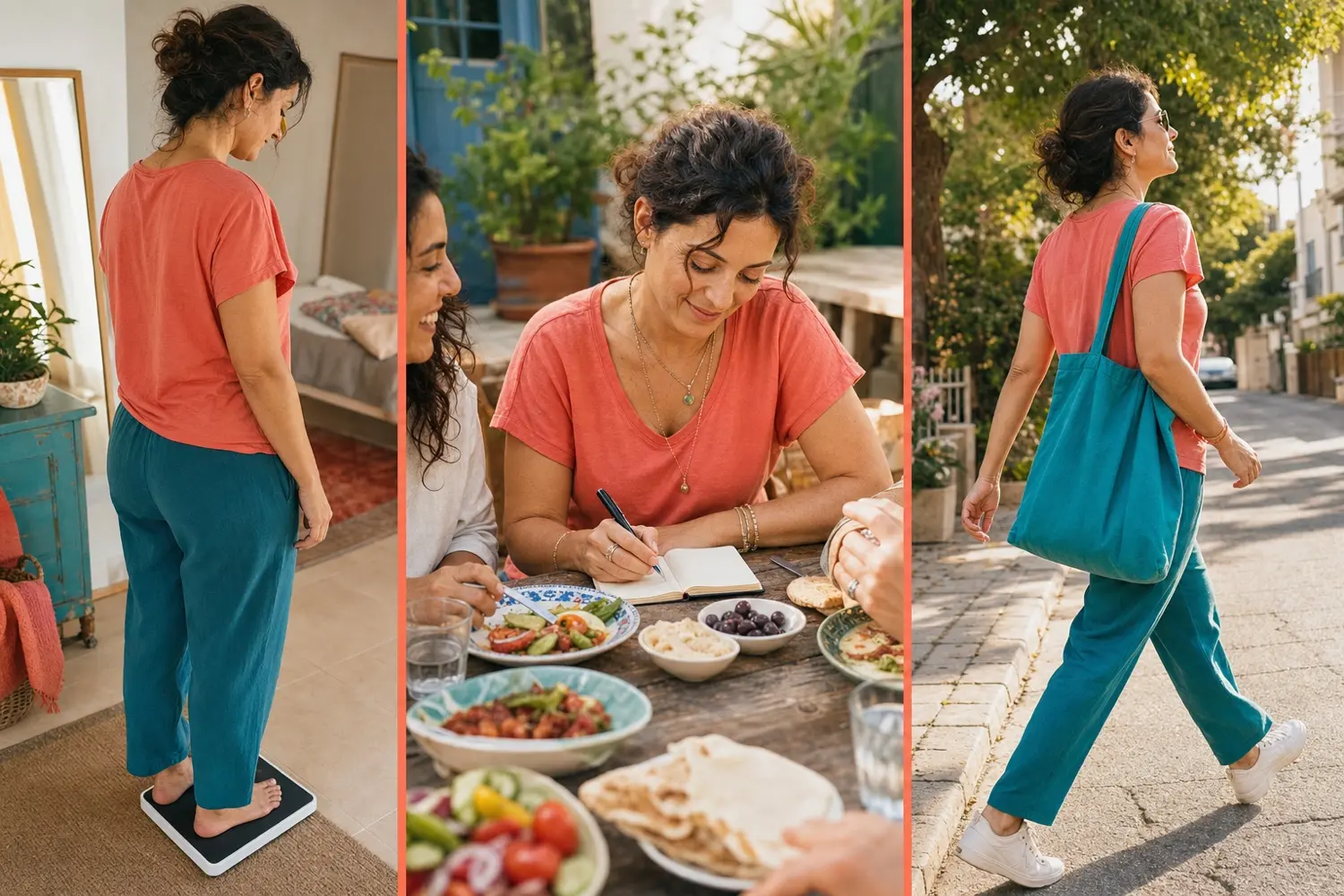 שלושה רגעים פשוטים בשבוע: שקילה, תשומת לב לאוכל והמשך לחיים פעילים